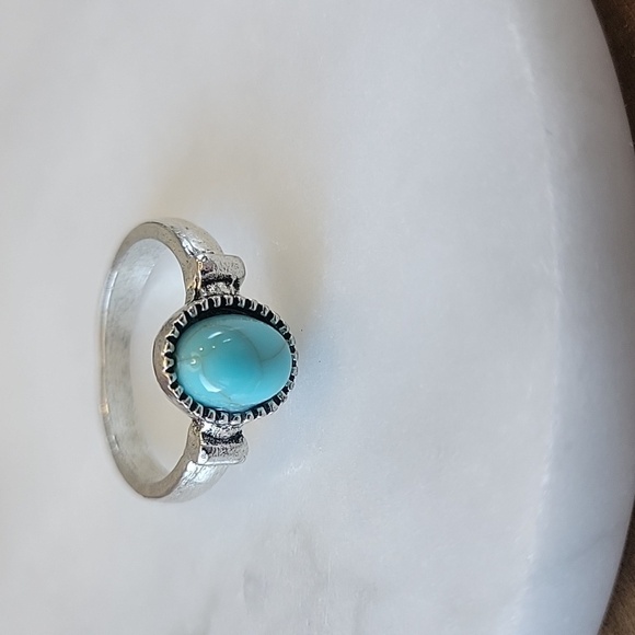 3/$30 Elegant Silver Plated and Turquoise Ring - Picture 2 of 2